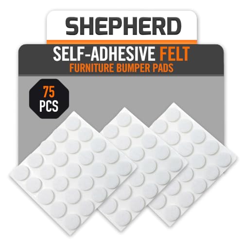 Shepherd Hardware 9957 3/8-Inch Self-Adhesive Felt Furniture Pads, 75-Pack, White