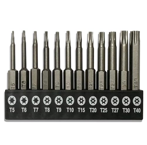 aiyun 12-Piece Security Bits Screwdriver Set Star Driver Bit (50mm) - size: 50mm Length (T5-T40)