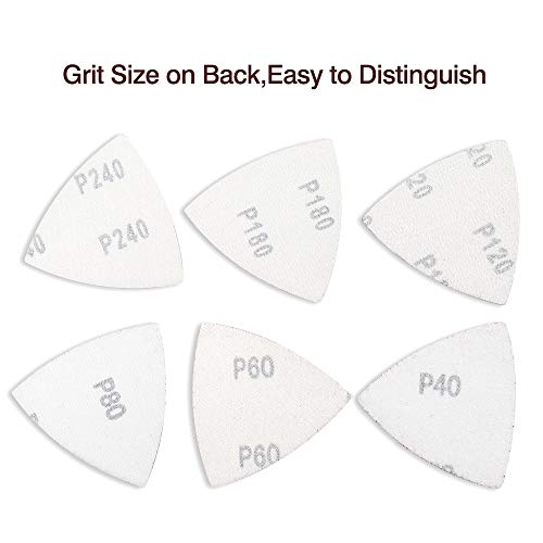 100pcs Triangle Sanding Pads Hook and Loop Sandpaper - style: 100pcs: 20pcs 40/60/80grit+15pcs120/180grit+10pcs 240grit