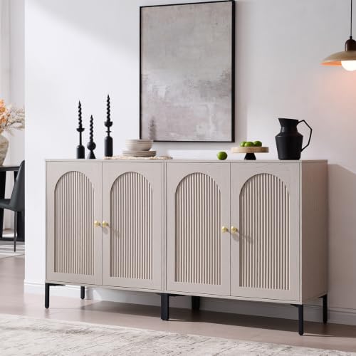 IFGET 61.75"W Modern Arch Sideboard Buffet Cabinet with Storage, Light Grey - color: Light Grey, size: 2 Pieces