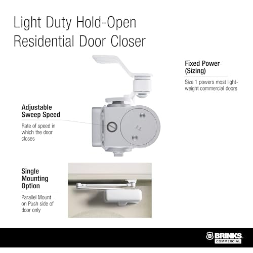 Light Duty Residential Hold Open Door Closer, ADA, Matte Black (White) - color: White