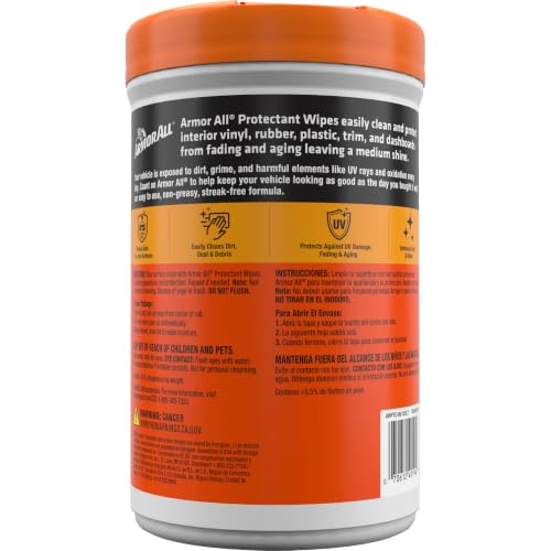 Armor All Car Interior Original Protectant Wipes, 90 Count, UV Protectant - size: 90 Count (Pack of 1)