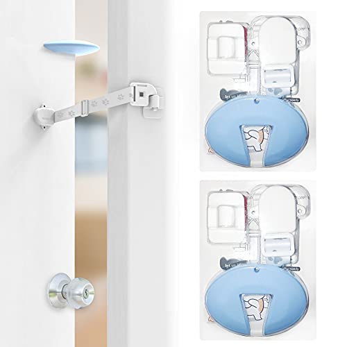 Neobay Adjustable Door Strap and Latch, Damage-Free Cat Door Latch to Keep Large Dog Out of Litter Box, Economical Alternative of Pet Gates and Interior Cat Door, Magnetic with Stopper 2 Packs - style: Magnetic With Stopper 2 Packs