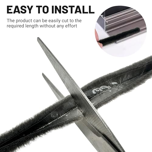 Weather Stripping Brush Door Seal Strip- Card Slot Weatherstrip for Sliding Windows & Doors - No Adhesive Backing - size: 16.4FT, 3/16''Wide X 1/4''Thick