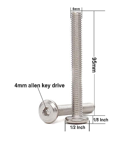 M6 x 95mm Rivet Countersunk Head Socket Cap Allen Bolts Screws Connecting Bolts 304 Stainless Steel for Furniture - size: 10pcs M6 x 95mm