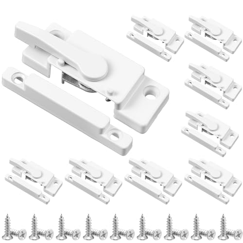 8 Pack Windows Sash Lock-Sliding Window Sash Locks for Single-Hung and Double-Hung Windows-White Cam Sash Locks for Vertical and Horizontal Sliding Windows ﻿