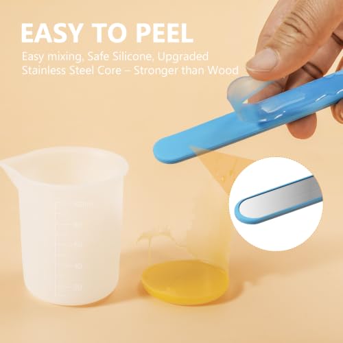 KISREL Silicone Measuring Cups for Resin, Resin Supplies with 600&100ml Cups, Resin Mixing Cups, Silicone Stir Sticks, Epoxy Mixing Cup - size: 600&100ml