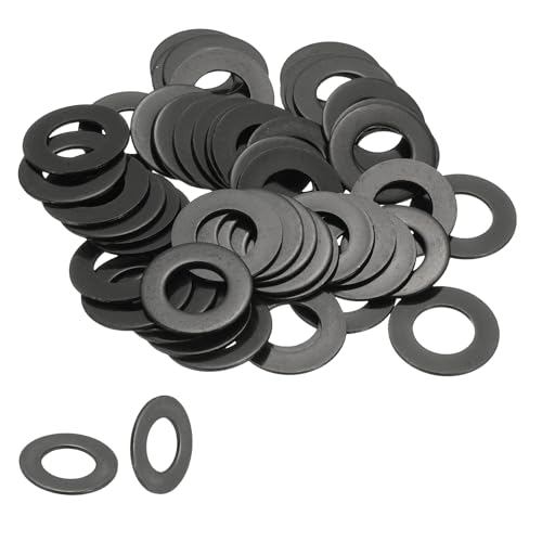 PATIKIL M10 Flat Washers 3/8" ID x 3/4" OD, 50 Pcs 304 Stainless Steel Metal Metric Washers Black Electroplated Flat Gasket Spacer for Screws and Bolts, Black - size: M10 x3/8"ID x 3/4"OD