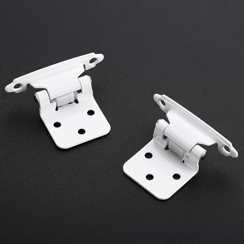 4 Pack 2 Pair White Cabinet Hinges, 1/2" Overlay Semi-Concealed Hinges - color: White, size: 1/2" Overlay