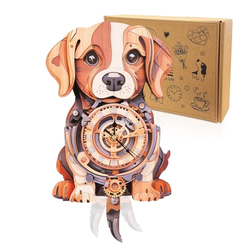 3D Wooden Puzzles for Adults-Beagle Clock Puzzle-Adult Crafts - color: Beagle Clock