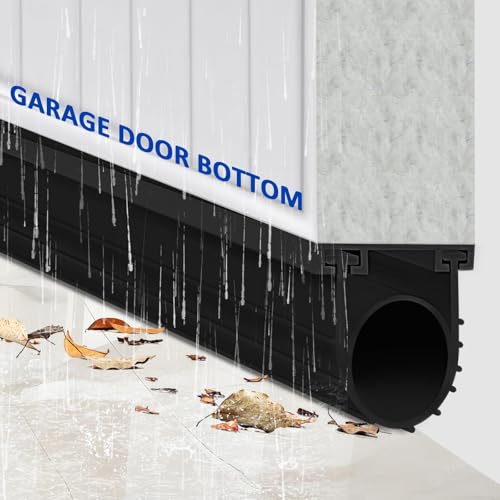 DGSL Garage Door Seals Bottom Rubber Weather Stripping Kit Seal Strip Replacement, Weatherproof Threshold Buffering Sealing Rubber 5/16 Inch T Ends (16 FT, Black, U+O) (Pack of 2) - size: 16 FT Black U+O (Pack of 2)