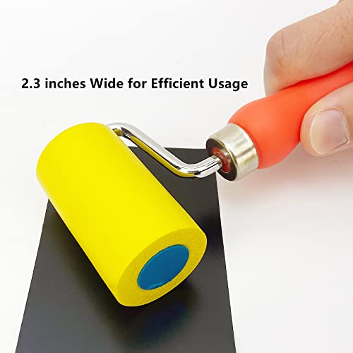 Umaki Soft Sponge Seam Roller, Vehicle Vinyl Wrap Wheel Roller, Enhancing Stickiness Pressure Roller Tool for Car Wraps, Film Tinting or Wallpaper, with Lightweight Handle, Yellow, 1Pack