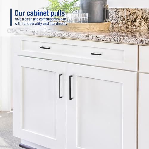 JOY DECOR Matte Black Cabinet Pulls Slim Square Handles 6-1/4 Inch, 10 Pack - size: 6-1/4 Inch Hole Center