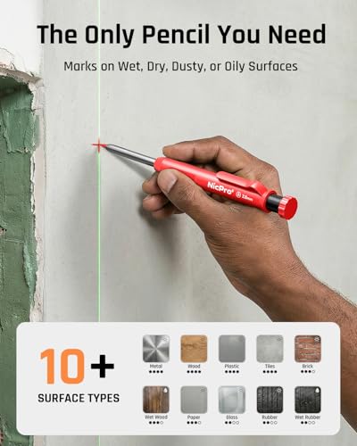Nicpro 11 Pack Carpenter Pencil Set with Sharpener, Pencil for Construction - size: 15 Pack