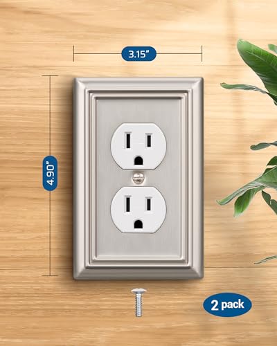 DEWENWILS Duplex Outlet Covers, Brushed Nickel Outlet Wall Plates - color: Brushed Nickel, size: 1 Duplex 2PK