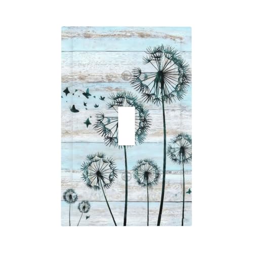 Blue Rustic Butterfly Dandelion Light Switch Covers Decorative - size: 1 Gang Single Toggle