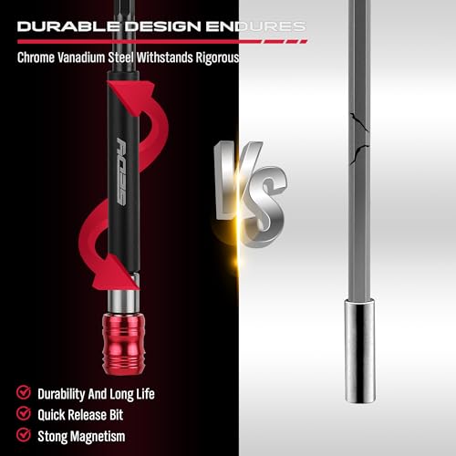 Magnetic Screwdriver Bit Holder Set: 2-Piece 1/4 Inch Hex Shank Quick Release Extension Adapter | Super Straight Durable CR-V Steel | Universal Fit for Impact Driver Bits | 6", 12" Long - style: 6|12inch-2PCS