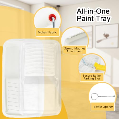 Mini Paint Roller Kit, 4-Inch Mohair Paint Roller Set ，11 PCS Painting Supplies for Cabinet & Wall Painting - size: 4ins