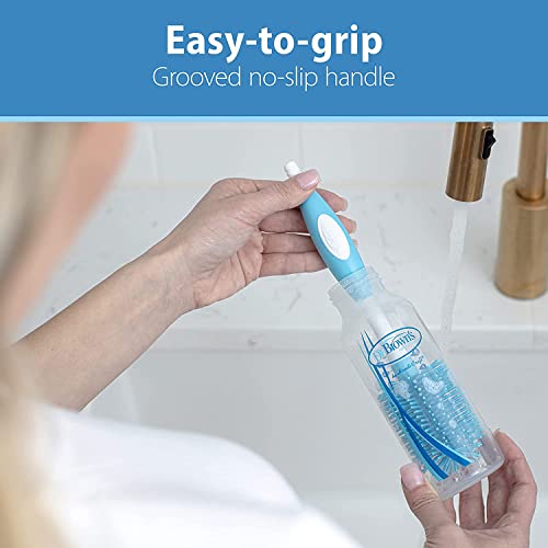 Dr. Brown's Baby Bottle and Nipple Brush Soft Touch and Sponge Brush, Blue Variety Pack, 2 -Pack - color: Blue Variety Pack, size: 2-Pack