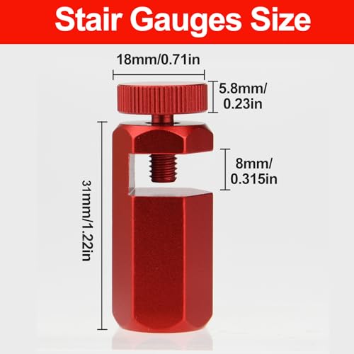 Tall Stair Gauges for Framing Square with Holder and Hook, Framing Jig for Speed Square, Framing Square Stops for Carpentry Squares & Circular Saw - color: red