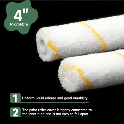 VOOMEY 4 Inch Paint Roller Covers, 1/3" Nap Mini Rollers 48PCS - size: 4 inch 48pcs