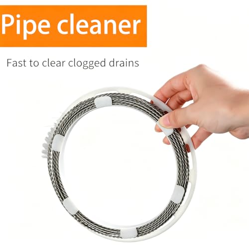 160 Flexible Drain Cleaner Brush with Storage Reel, AC Condensate & Car Sunroof Drain Unclog Tool for Hair & Debris Clog Removal - size: 160 in