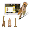 Self Drilling Drywall Anchors Kit, FIXLINK 100PCS Sheetrock Anchors & Screws, Zinc Plated Steel, No Drill or Holes in Wall, for TV, Wall Hanging, Cabinets - size: 1 Size 100 PCS