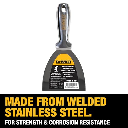 DEWALT 4" All Stainless Steel Joint Knife | One-Piece Premium Polished Metal Putty Blade | 2-404 - size: 4-Inch