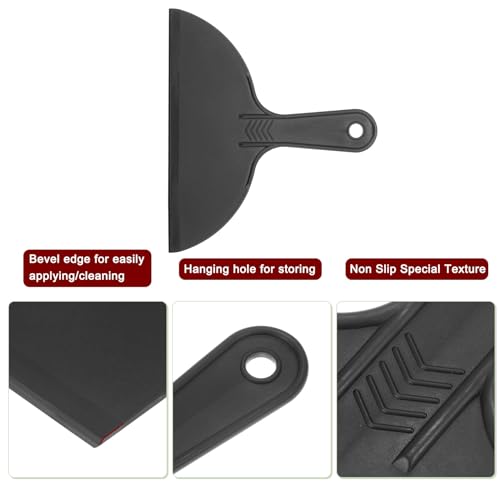 HARFINGTON 5pcs Putty Scraper 8" Width 6mm Thin Flexible Plastic Putty Knives for Taping Drywall Spreading Painting Wall Scratching - color: Black, size: 8"