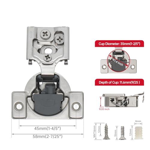 Soft Close Cabinet Hinges 30 Pack, 1/2 inch Overlay, Concealed Hinge for Kitchen & Bathroom Cabinet Door, Hidden Hinge, Adjustable, Brushed Nickel Finish
