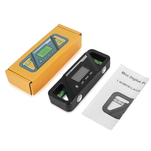 Shkalacar Digital Angle Finder Protractor, Magnetic Base with LED Display and Automatic Shut Off, for Wood Processing and Vehicle Repairing Billet Protractor Level Tool (Black) - color: Black