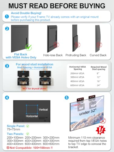 Ultra Slim TV Wall Mount 14-80", 0.3" Micro Gap, Low Profile,100lbs - size: 14-80 inch