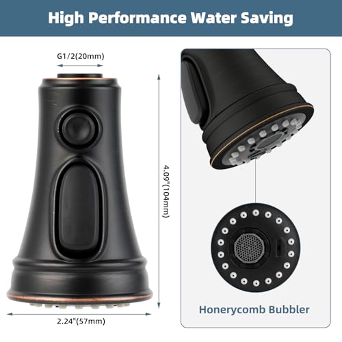 Universal Kitchen Faucet Head Replacement, 3 Modes Spray, Oil-Rubbed Bronze - color: Oil Rubbed Bronze, style: 1.8 Gallon Per Minute