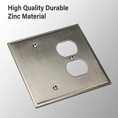 Henne Bery Soft Modern Decorative Wall Plate Switch Plate Outlet Cover (Blank/Duplex, Satin Nickel) - style: Blank/Duplex