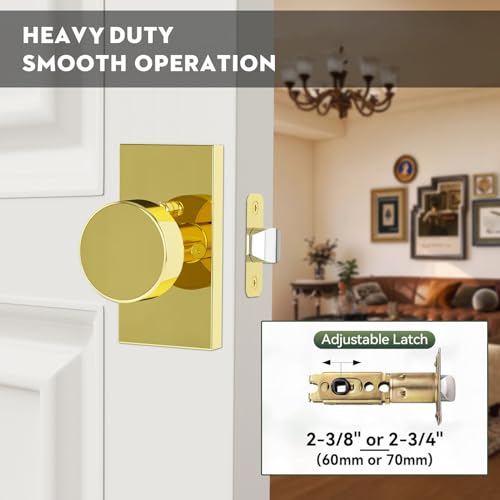 Polished Brass Door Knobs Privacy Door Knobs Interior with Lock - color: Polished Brass