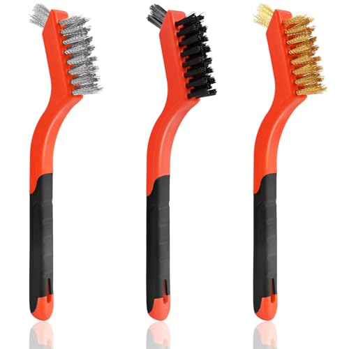 3PCS Wire Brushes for Cleaning Rust, Nylon, Brass & StainlessSteel Bristles - style: 3pcs