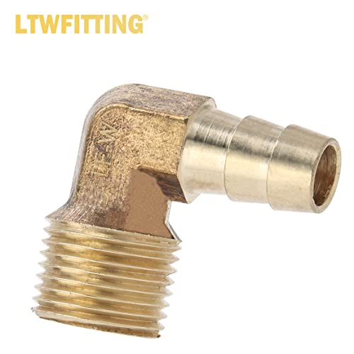 LTWFITTING Assortment Kit Hose ID (1/4-Inch to 1/2-Inch) x (1/8-Inch to 3/8-Inch) NPT Male Brass Hose Barb Elbow Set for Water(Pack of 25)