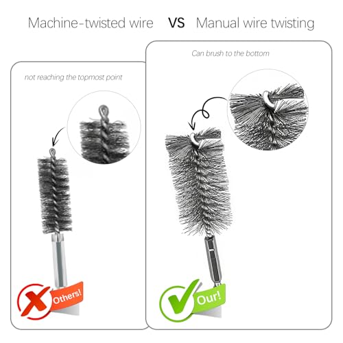 20Pcs Wire Bore Brush for Drill Set 1/4" Hex Shank Stainless Steel Wire Brush (8/10/13/15/17/19/22/25/28/30mm) Each 2 Drill Brushes Attachments for Rust Paint Removal Grinding Sanding Polishing