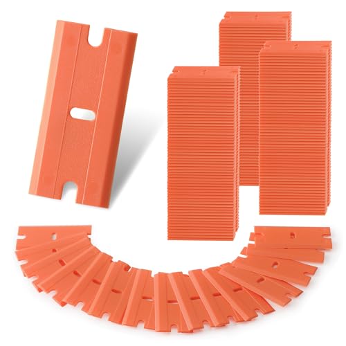 WORKPRO 200 Pack Plastic Razor Blades, Double Edge Scraper Refills - size: 1.5" x 0.7"