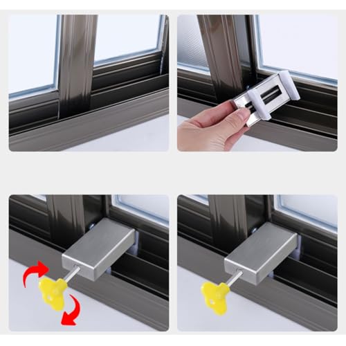 ZYAMY 2PCS Sliding Window Lock Adjustable Width from 0.66 Inches to 1.65 Inches Security Door and Window Stopper with Key for Patio Door Limiter Vertical and Horizontal Installation