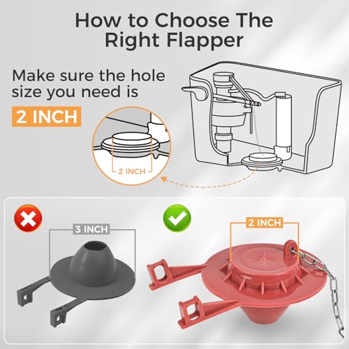 Universal Toilet Repair Kit for Inside Tank – Includes Adjustable Fill Valve & 2-Inch Flapper, Quiet & Easy Installation (Red, 1-Pack) - color: Red