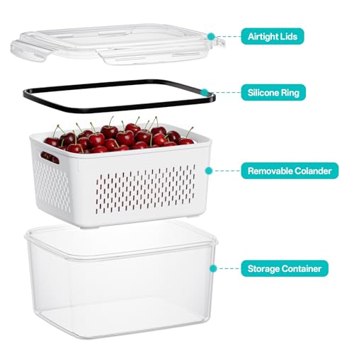 4 Pack Fruit Storage Containers for Fridge Set, BPA Free Produce Containers - size: 4PCS