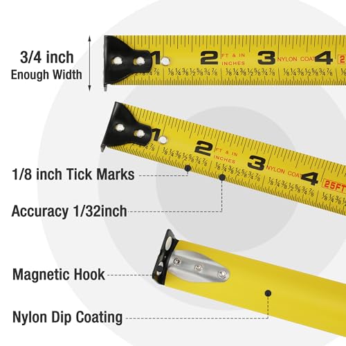 WORKPRO 16FT Pink Tape Measure, 1/8 Fractions Easy Read Measuring Tape - color: Pink, size: 16FT