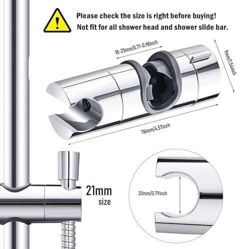 Adjustable Shower Head Holder for Slide Bar 18-25MM, ABS Chrome