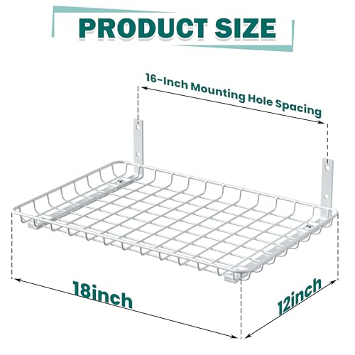 EVERHANGER Garage Wall Shelves 12x18 Inch, Wall Mounted Storage Shelf - color: White, size: 18X 12inch
