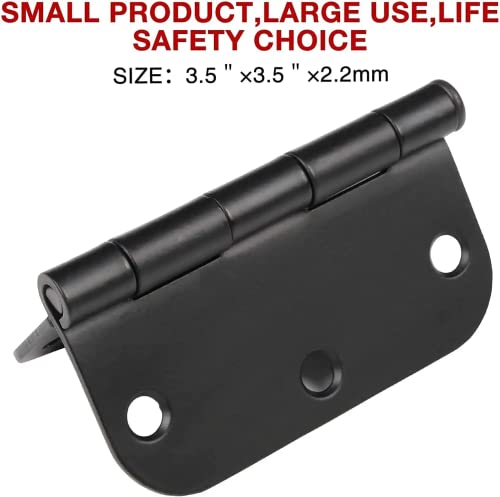 3 Pack Rounded Matte Black Door Hinges 3.5 Inch with 5/8" Radius - color: Matte Black No Squeak, size: 3 Pack