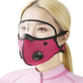KISSOURBABY Outdoor Cycling Face Mask with Eye Shield Breathable Mesh Valve Snug Fit for Biking Camping Daily Use Rose - color: Rose