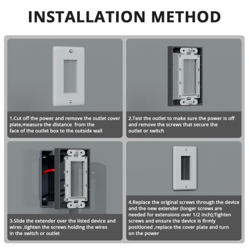 ABS 1/2 Inch Outlet Box Extender, Single Gang, Gray, 1 Pack - color: Gray, size: 1 PC