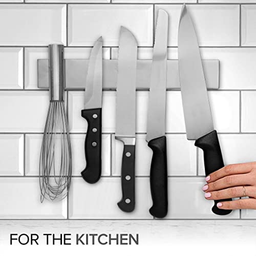 Modern Innovations 10 Inch Stainless Steel Magnetic Knife Bar with Multipurpose Use as Knife Holder, Knife Rack, Knife Strip, Kitchen Utensil Holder, Tool Holder, Art Supply Organizer, Home Organizer - size: 10 Inch