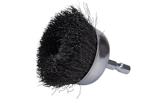 Century Drill & Tool 76213 Drill Cup Wire Brush, 1-3/4" Fine & Crimped | 1/4" shank, 0.008" wire diameter, cuts steel & metal, heat-resistant coating, rust-resistant coating - size: 1-3/4-Inch Fine